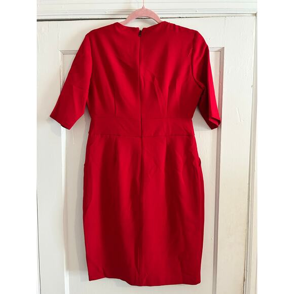 Signature by Robbie Bee Red Ruffle Sheath Dress Size 10P - Picture 12 of 13